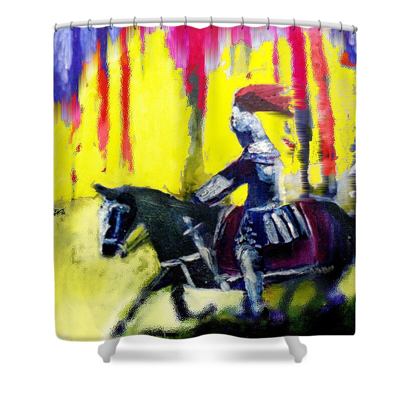 Gladiator Shower Curtain featuring the painting A Ride Through Fire by Seth Weaver