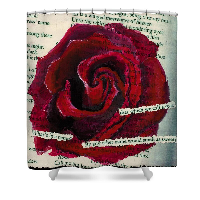 Rose Shower Curtain featuring the painting A Rose by Any Other Name by Mary Benke