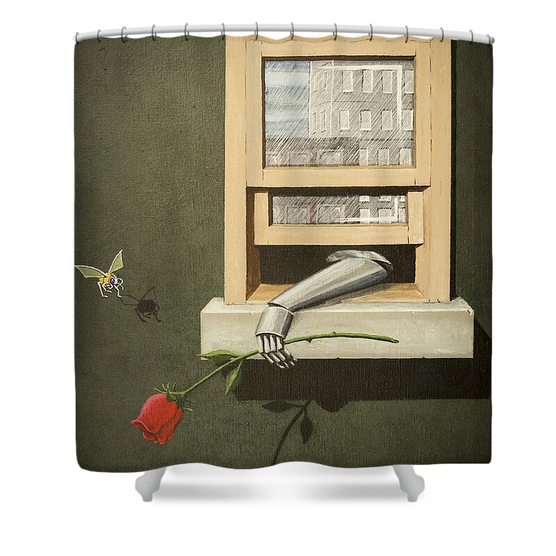 Steam Punk Shower Curtain featuring the painting A Rose Is Still a Rose by Jack Malloch