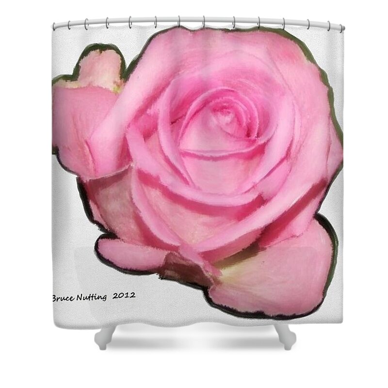 Flower Shower Curtain featuring the painting A Single Pink Rose by Bruce Nutting