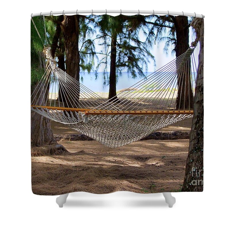 Hammock Shower Curtain featuring the photograph A Snooze by the Ocean by Mary Deal