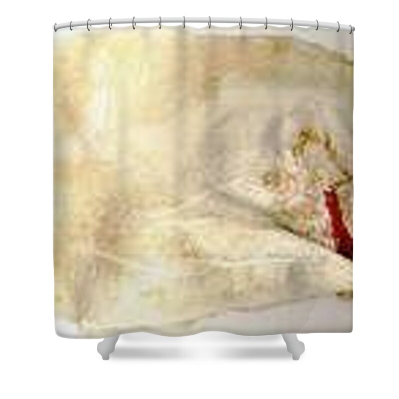 Relief Shower Curtain featuring the relief A Story by Bellavia
