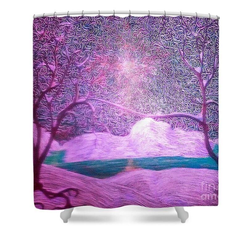 Snowscene Shower Curtain featuring the painting A Touch Of Love by Stefan Duncan