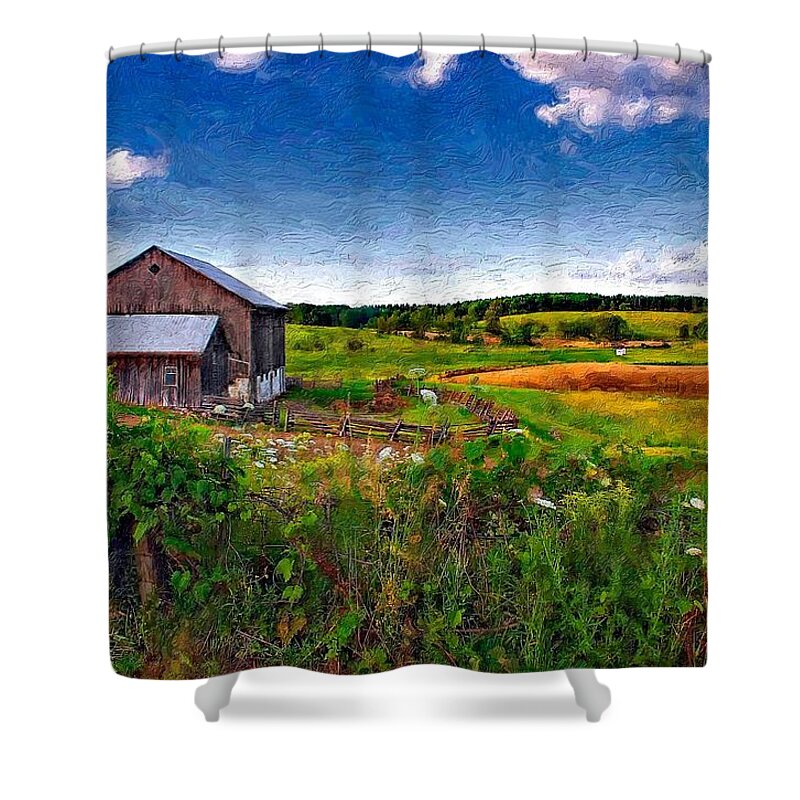 Landscape Shower Curtain featuring the photograph A Verdant Land impasto version by Steve Harrington