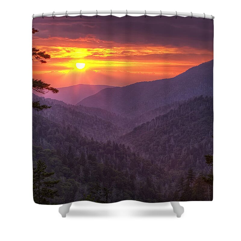 Smokies Shower Curtain featuring the photograph A View at Sunset by Andrew Soundarajan