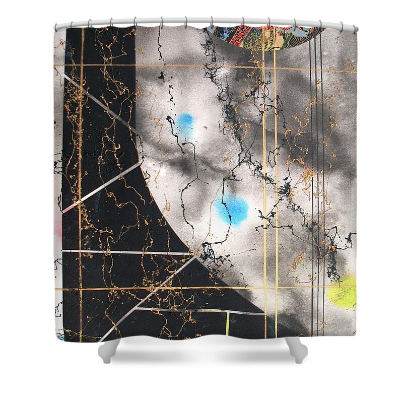 Abstract Shower Curtain featuring the painting A View from Space by Louise Adams