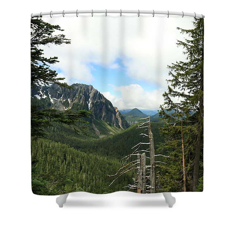 Clouds Shower Curtain featuring the photograph A Vista - Mt. Rainier National Park by E Faithe Lester