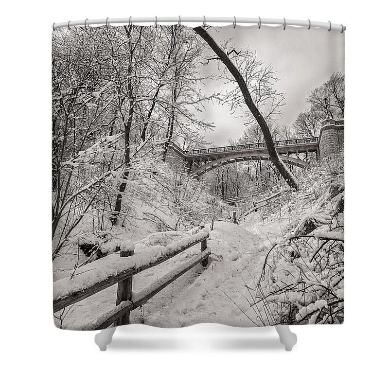 Www.cjschmit.com Shower Curtain featuring the photograph A Walk Above by CJ Schmit