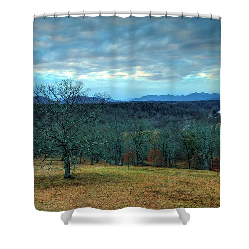 Landscape Shower Curtain featuring the photograph A Winters Day Without Snow by Carol Montoya