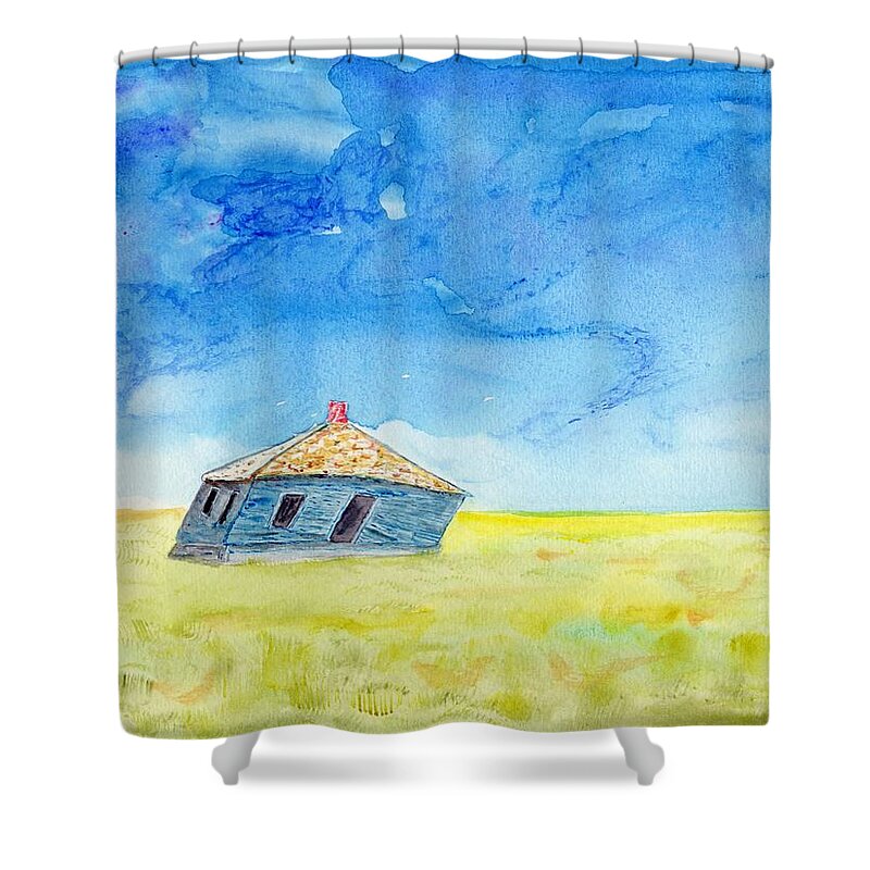 Abandoned Shower Curtain featuring the painting Abandoned Prairie by Jim Taylor