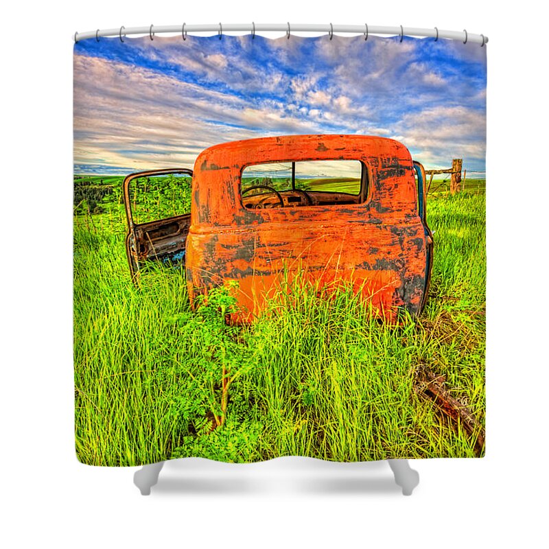 Abandoned Shower Curtain featuring the photograph Abandoned rusting truck by David Kay