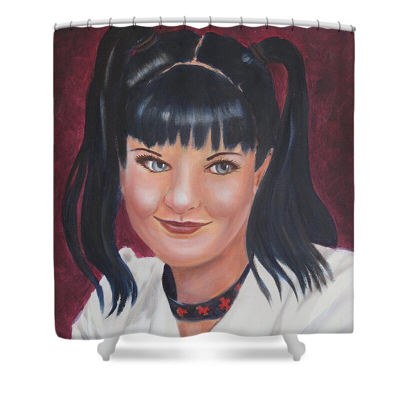 Portraits Shower Curtain featuring the painting Abby of NCIS by Kathie Camara