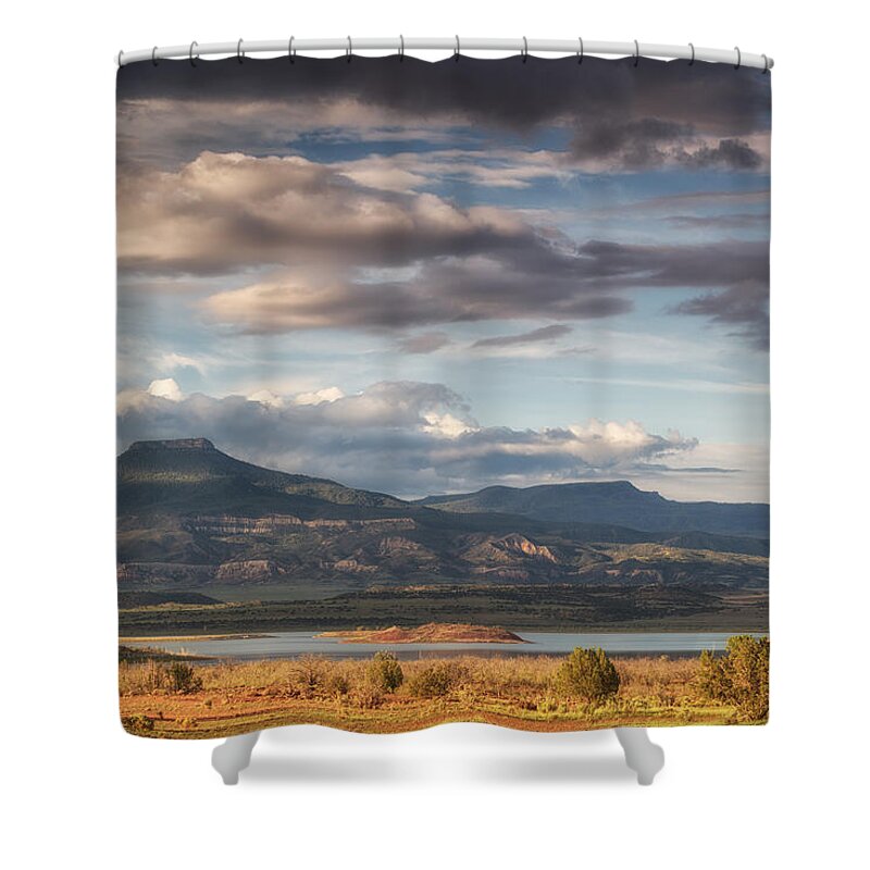 Cerro Pedernal Shower Curtain featuring the photograph Abiquiu New Mexico Pico Pedernal in the morning by Silvio Ligutti