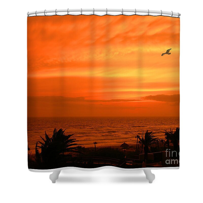 Sunset Shower Curtain featuring the photograph Ablaze by Mariarosa Rockefeller