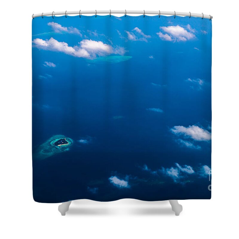 Aerial Photograph Shower Curtain featuring the photograph Above Paradise by Hannes Cmarits