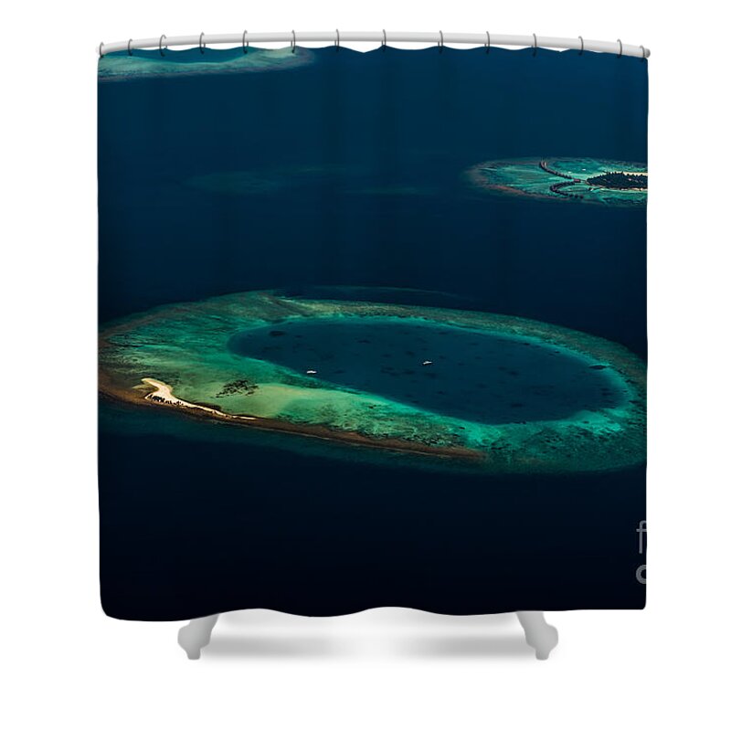 Atoll Shower Curtain featuring the photograph Above Paradise - Turtle by Hannes Cmarits