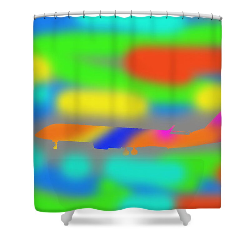 Sky Photographs Shower Curtain featuring the painting Abstract Airlines by Doc Braham