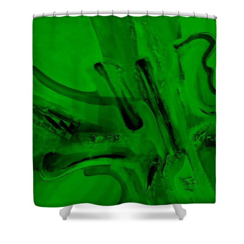 Abstract Painting Shower Curtain featuring the painting Abstract Art Green by Rob Hans