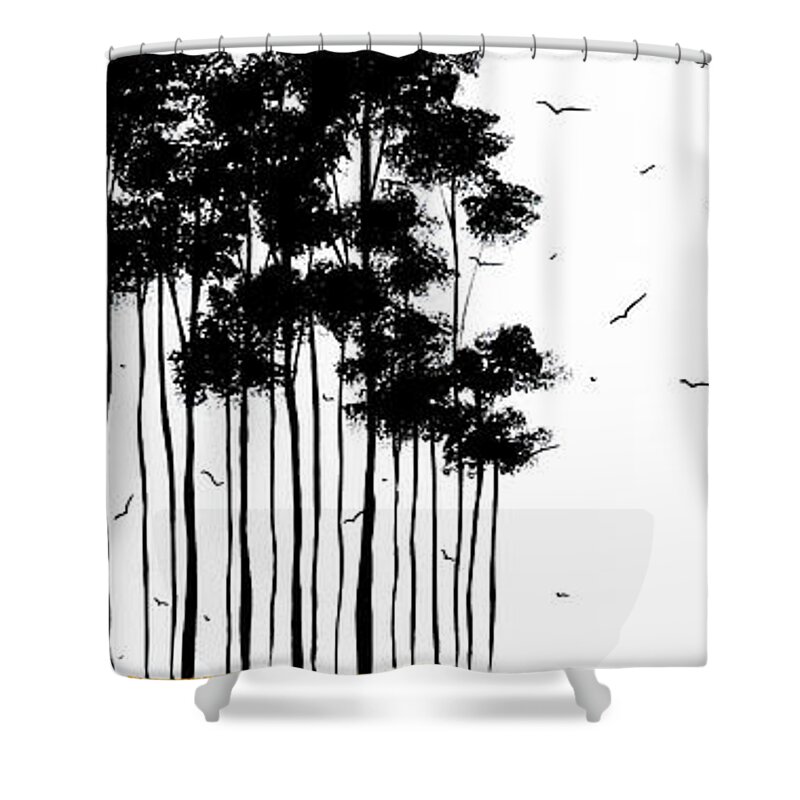 Painting Shower Curtain featuring the painting Abstract art Original Landscape Pattern Painting by Megan Duncanson by Megan Aroon