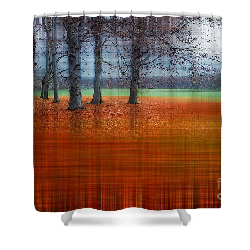 Abstract Shower Curtain featuring the photograph abstract atumn II by Hannes Cmarits