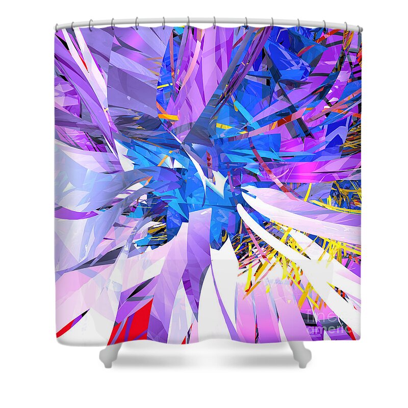 Abstract Shower Curtain featuring the digital art Abstract Curvy 21 by Russell Kightley