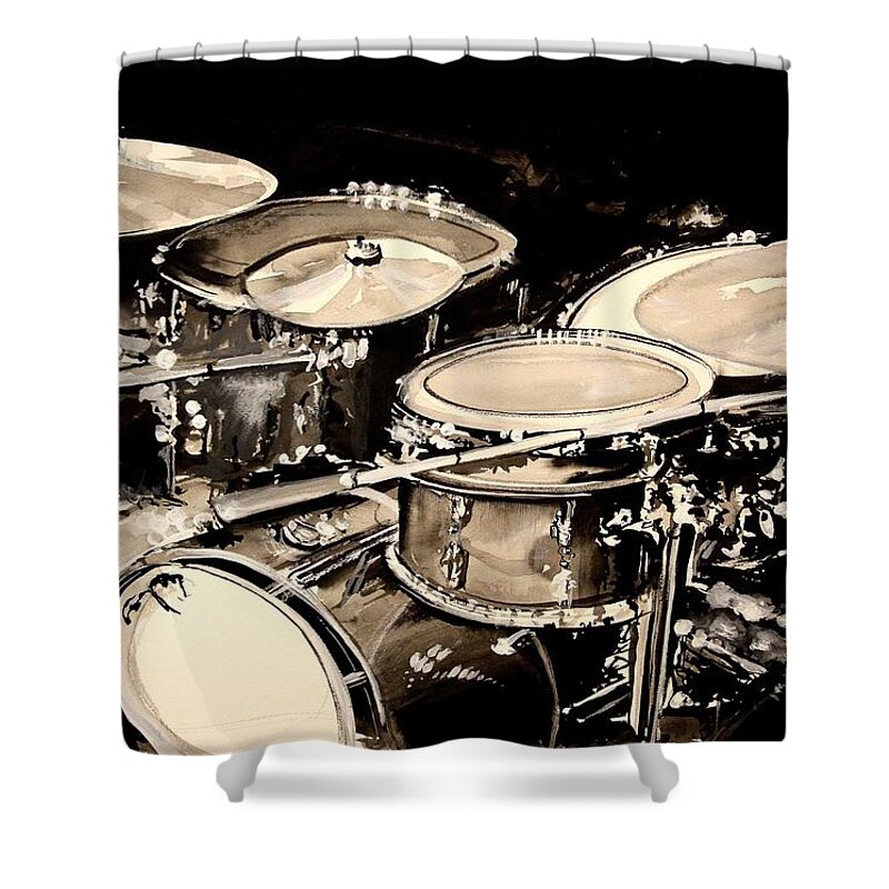 Drums Shower Curtain featuring the painting Abstract Drum Set by J Vincent Scarpace