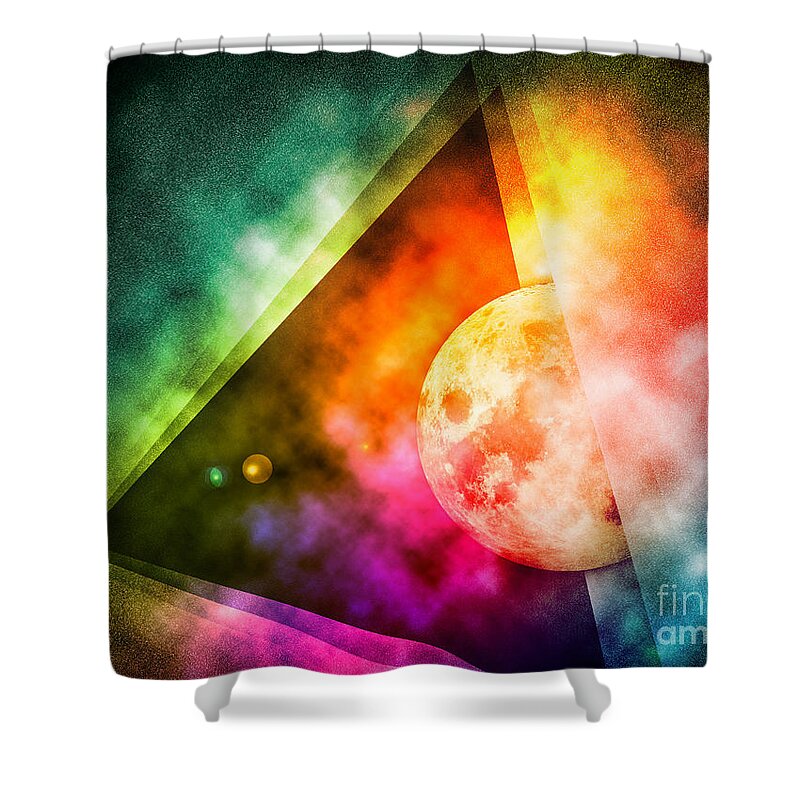 Abstract Shower Curtain featuring the digital art Abstract Full Moon Spectrum by Phil Perkins