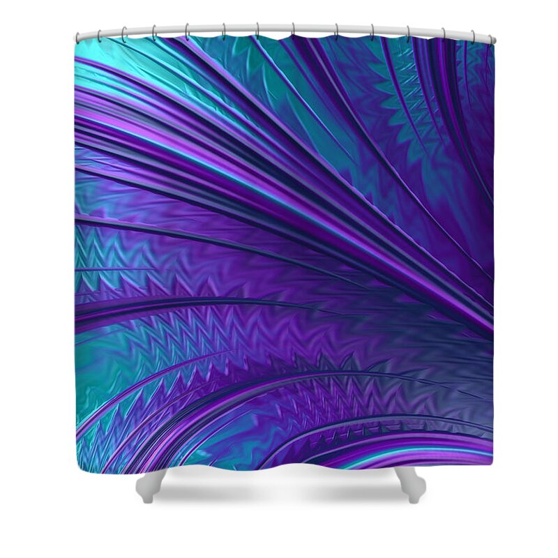 Fan Abstract Shower Curtain featuring the digital art Abstract in Blue and Purple by John Edwards
