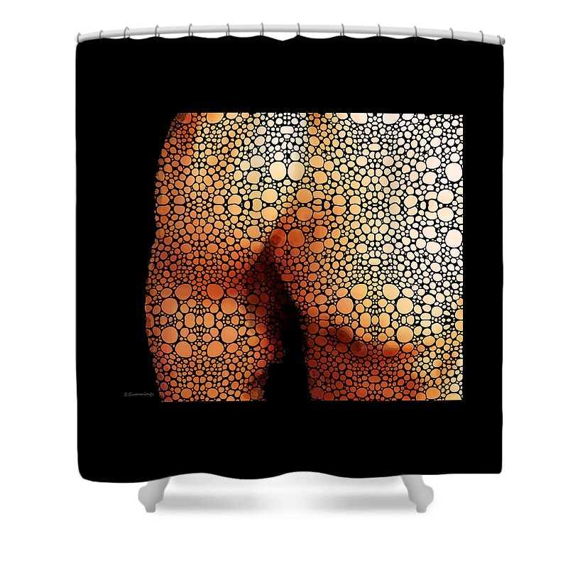 Male Shower Curtain featuring the painting Abstract Male Figure Art by Sharon Cummings by Sharon Cummings