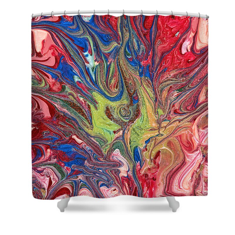 Abstract Shower Curtain featuring the painting Abstract - Nail Polish - The meaning of life by Mike Savad