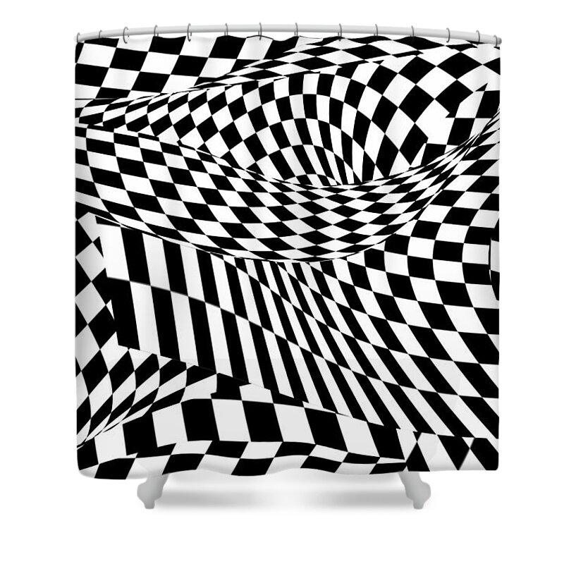 Checkers Shower Curtain featuring the photograph Abstract - Ow my eyes by Mike Savad