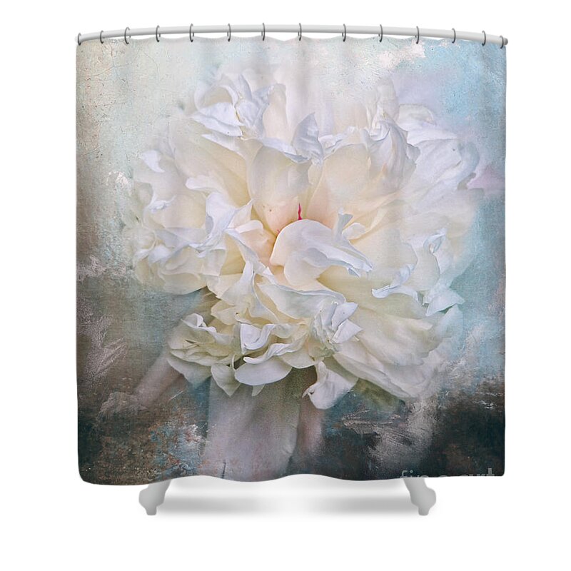 Abstract Shower Curtain featuring the photograph Abstract Peony in Blue by Jai Johnson