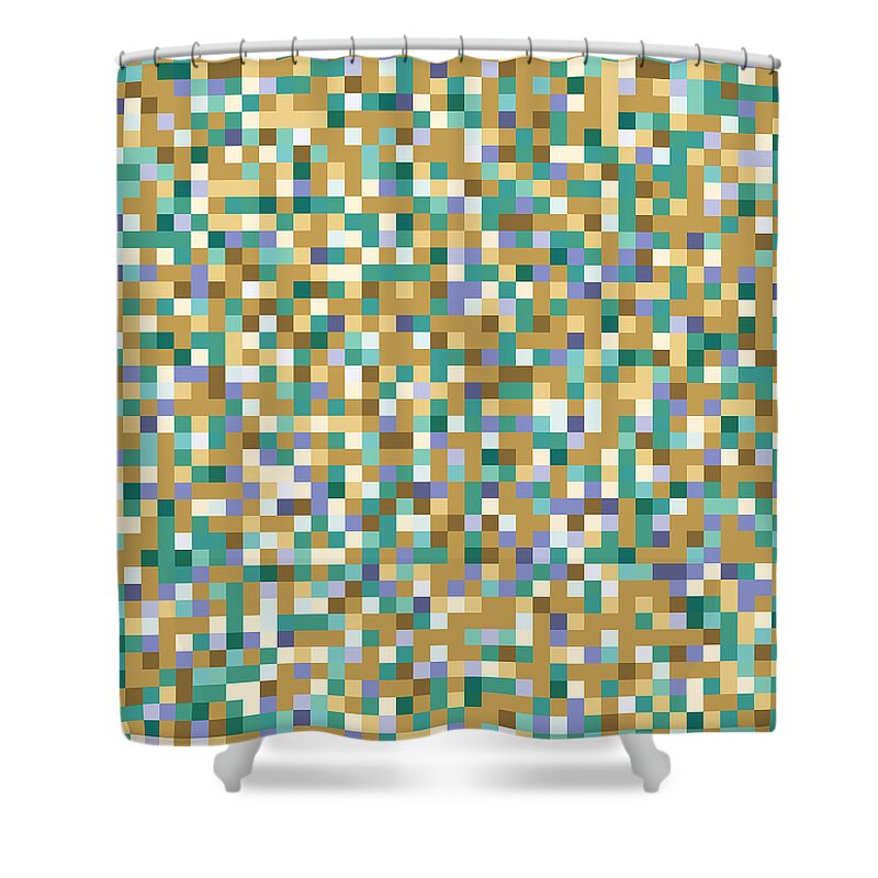 Abstract Shower Curtain featuring the digital art Abstract Pixels by Mike Taylor