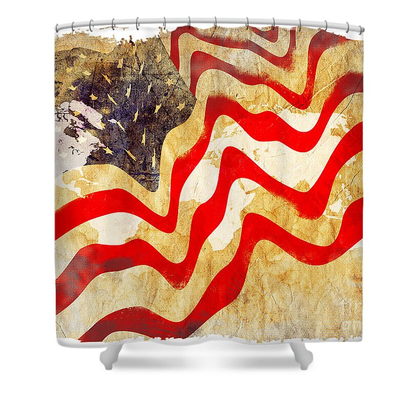 Usa Shower Curtain featuring the painting Abstract USA Flag by Stefano Senise