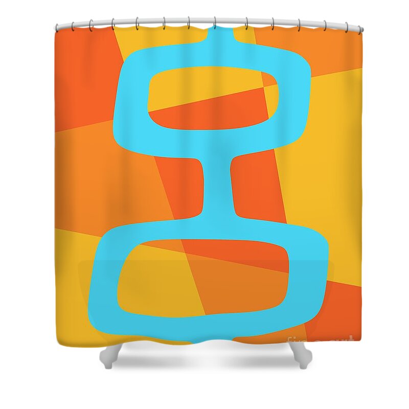 Turquoise Shower Curtain featuring the digital art Abstract with Turquoise Pods 1 by Donna Mibus
