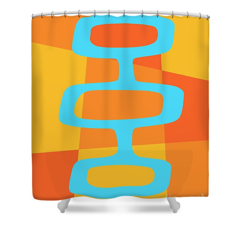 Turquoise Shower Curtain featuring the digital art Abstract with Turquoise Pods 3 by Donna Mibus