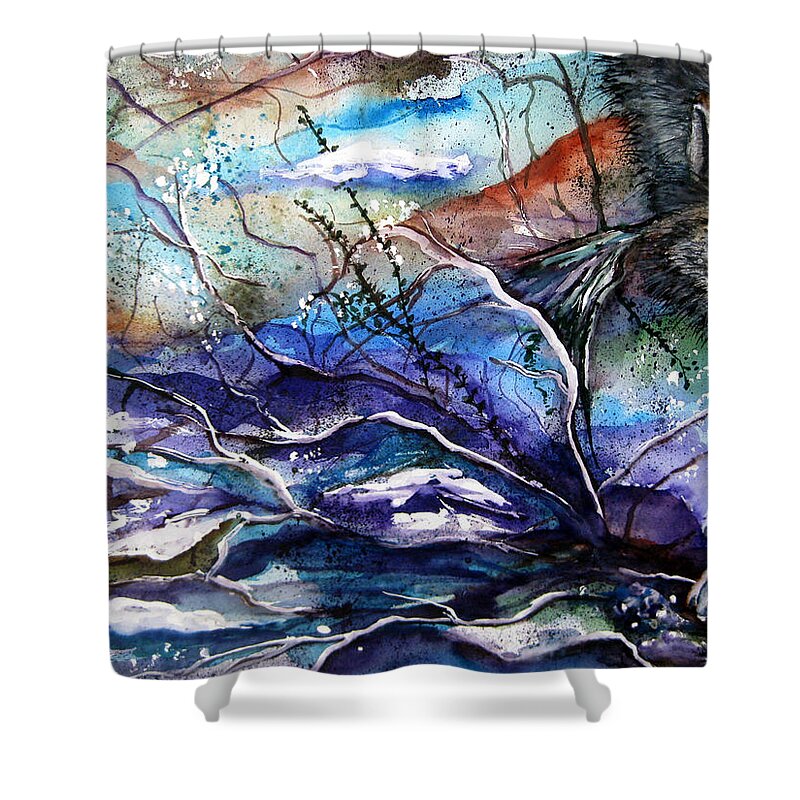  Shower Curtain featuring the painting Abstract Wolf by Lil Taylor