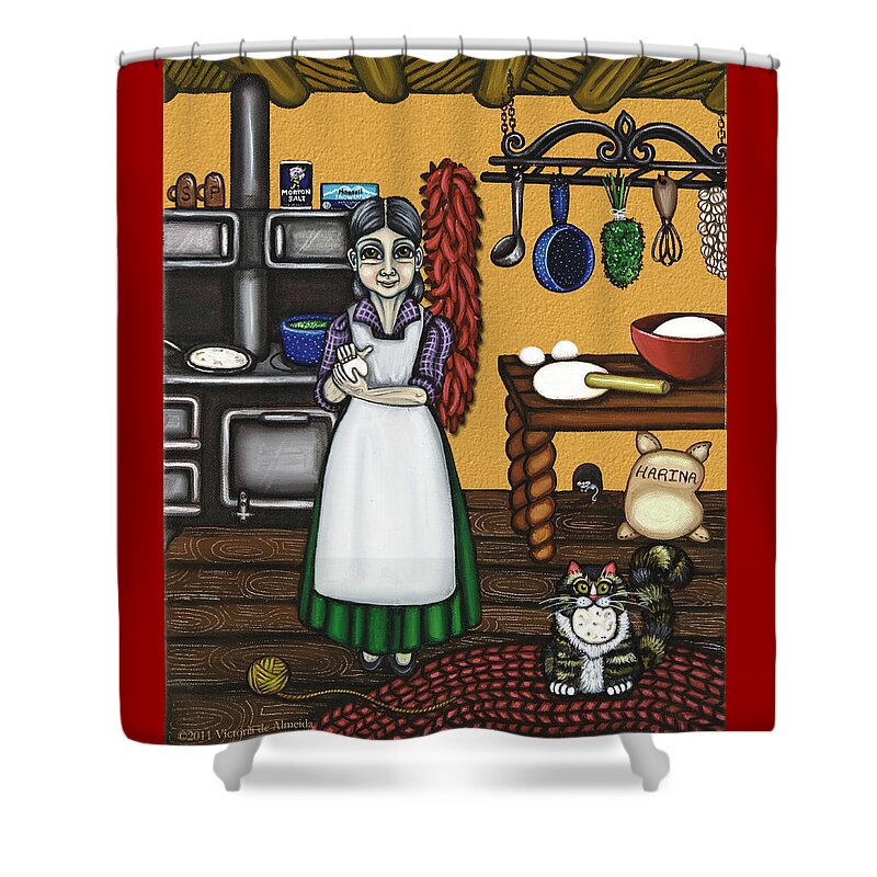 Cook Shower Curtain featuring the painting Abuelita or Grandma by Victoria De Almeida