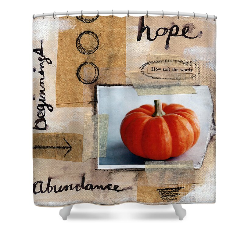 Pumpkin Shower Curtain featuring the painting Abundance by Linda Woods