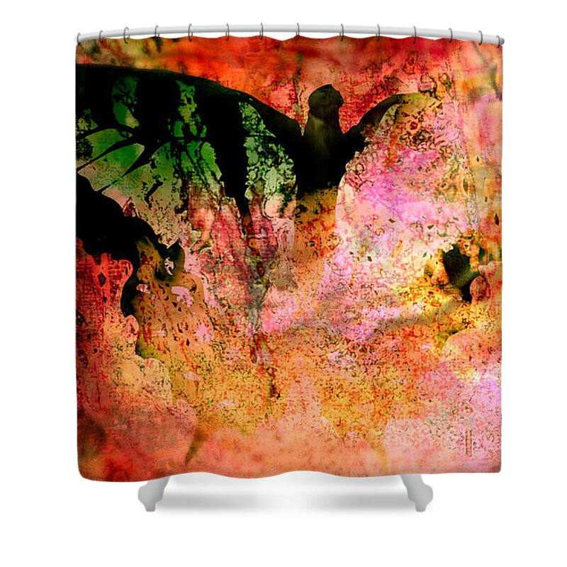 Acrylic Shower Curtain featuring the painting Acid Wings by Ally White