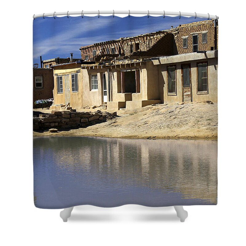 Acoma Pueblo Shower Curtain featuring the photograph Acoma Pueblo Adobe Homes 2 by Mike McGlothlen