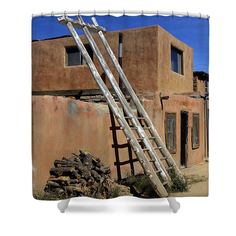 Acoma Pueblo Shower Curtain featuring the photograph Acoma Pueblo Adobe Homes 3 by Mike McGlothlen