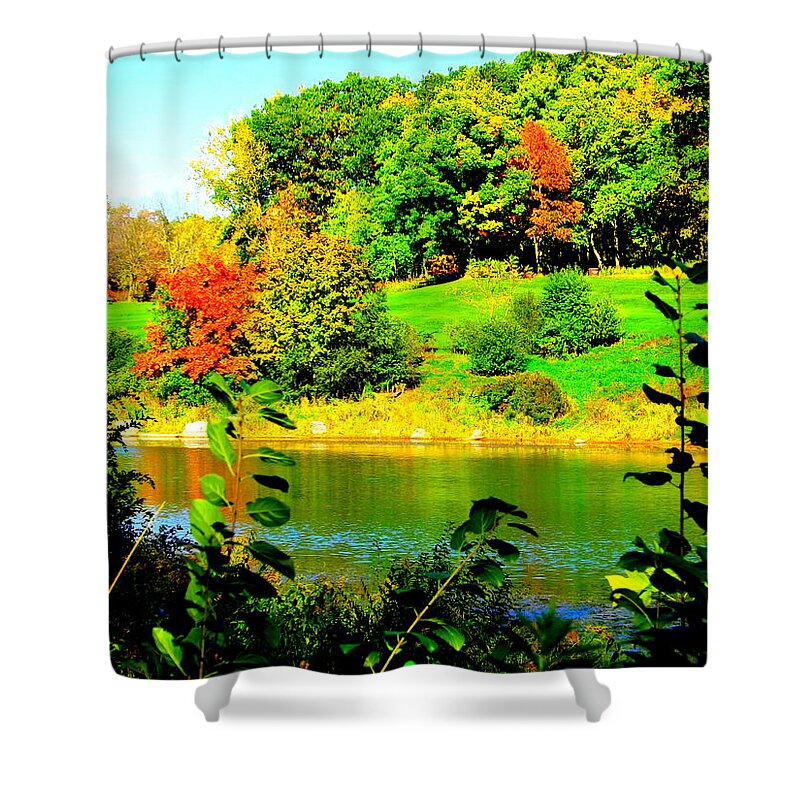 Across The Pond Shower Curtain featuring the photograph Across the Pond by Darren Robinson