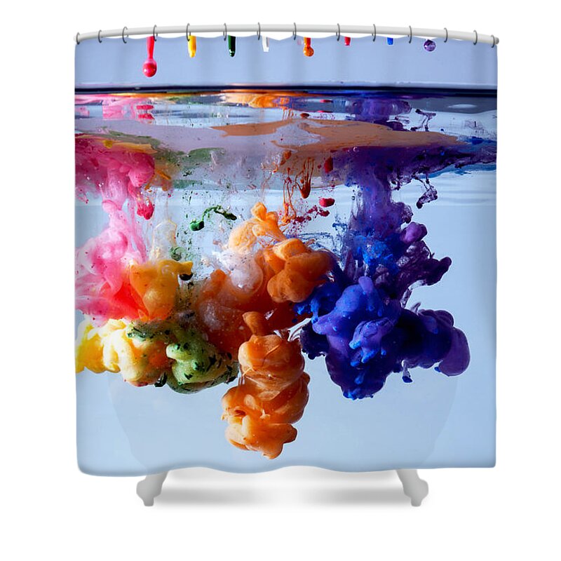 Mixing Shower Curtain featuring the photograph Acrylic Paints In Water by Antonio Iacobelli