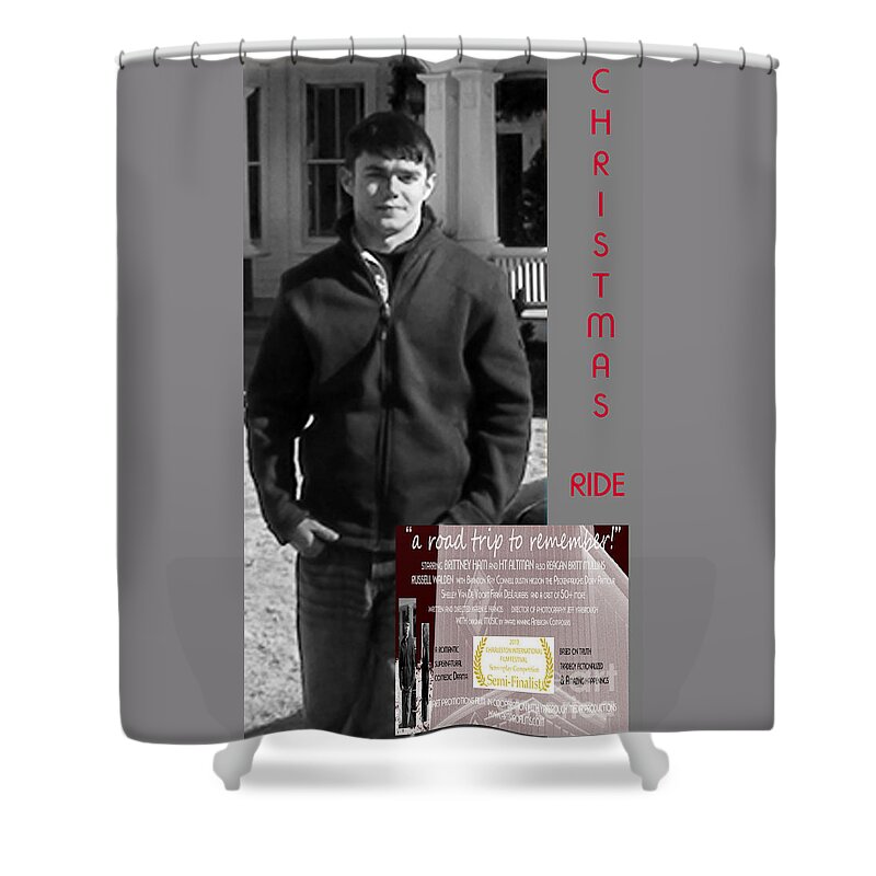 Movie Posters Shower Curtain featuring the digital art Actor in Christmas Ride Film by Karen Francis