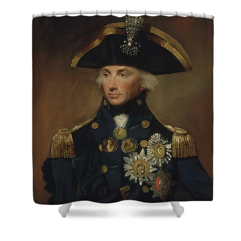 Horatio Nelson Shower Curtain featuring the painting Admiral Horatio Nelson by War Is Hell Store
