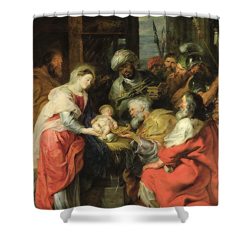 Nativity Shower Curtain featuring the photograph Adoration Of The Magi, 1626-29 Oil Canvas by Peter Paul Rubens