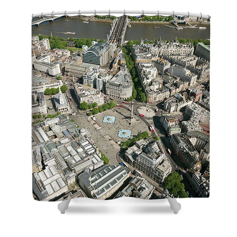 English Culture Shower Curtain featuring the photograph Aerial Of Trafalgar Square, London by Michael Dunning