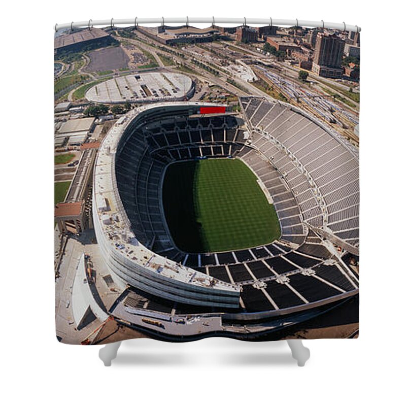 Photography Shower Curtain featuring the photograph Aerial View Of A Stadium, Soldier by Panoramic Images