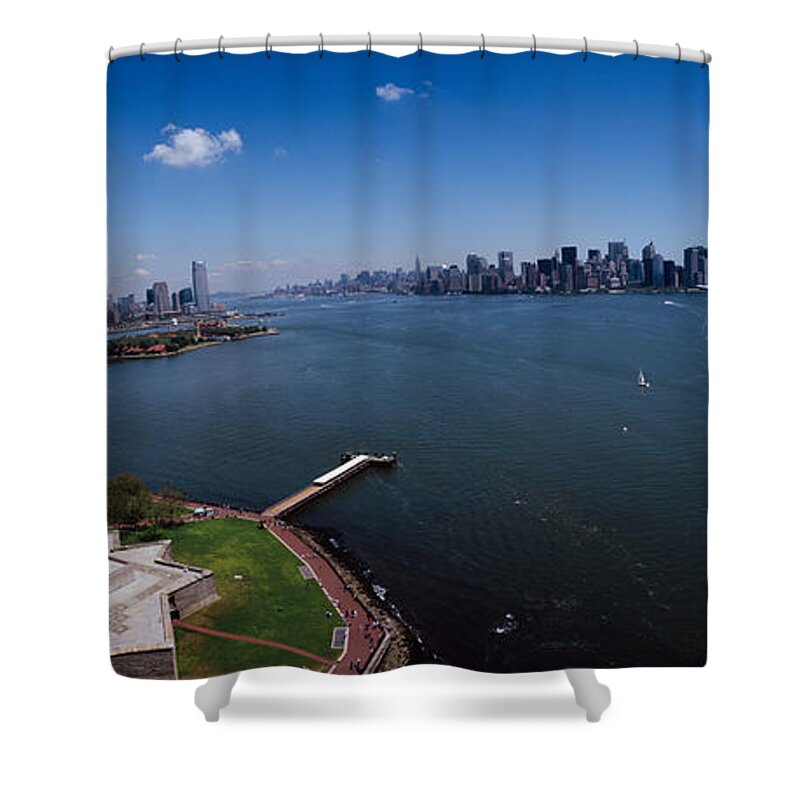 Photography Shower Curtain featuring the photograph Aerial View Of A Statue, Statue by Panoramic Images